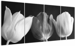 Mivali Tablou - Lalele alb negre, din patru bucăți 160x80 cm (V021916V16080)