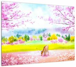Mivali Tablou pe sticlă - Căprioară pictată, acuarelă, dintr-o bucată 70x50 cm pe sticlă (V023018V7050GD)