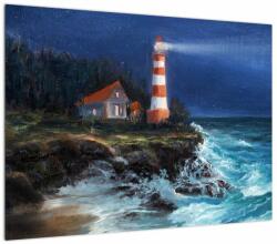 Mivali Tablou - Far pe malul oceanului, aquarelă, dintr-o bucată 70x50 cm (V023009V7050)