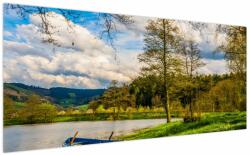 Mivali Tablou - Barcă pe lac, dintr-o bucată 200x100 cm (V022597V200100)
