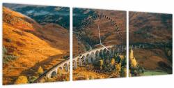 Mivali Tablou cu pod în valea din Scoția (cu ceas), din trei bucăți 90x30 cm cu ceas (V021716V9030C)