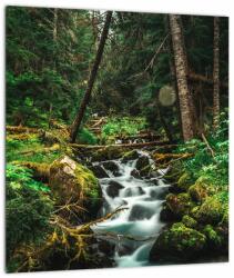 Mivali Tablou pe sticlă cu pârău în pădure, dintr-o bucată 30x30 cm pe sticlă (V021218V3030GD)