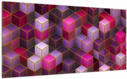 Mivali Tablou pe sticlă - Cuburi violet, dintr-o bucată 100x50 cm pe sticlă (V022699V10050GD)