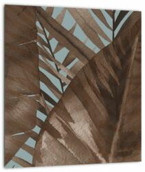 Mivali Tablou pe sticlă - Frunze de palmier acvarel, dintr-o bucată 30x30 cm pe sticlă (V022423V3030GD)