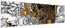 Mivali Tablou - Leopard între flori, din trei bucăți 170x50 cm (V023613V17050)