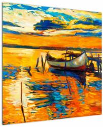 Mivali Tablou - Barca la apus de soare, dintr-o bucată 70x70 cm (V023294V7070)