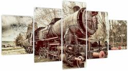 Mivali Tablou cu locomotivă istorică (cu ceas), din cinci bucăți 150x80 cm cu ceas (V021965V15080C)