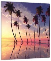 Mivali Tablou pe sticlă cu palmieri deasupra mării, dintr-o bucată 30x30 cm pe sticlă (V021927V3030GD)