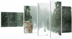 Mivali Tablou cu leopard în zăpadă, din cinci bucăți 110x60 cm (V020880V11060)
