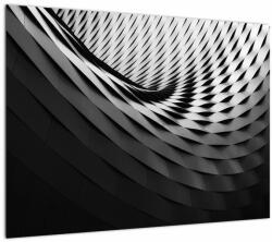 Mivali Tablou pe sticlă abstract - spirală alb neagră, dintr-o bucată 70x50 cm pe sticlă (V020667V7050GD)