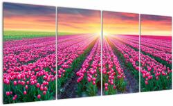 Mivali Tablou cu câmp de lalele cu soare, din patru bucăți 160x80 cm (V020554V16080)