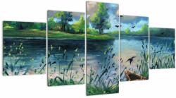 Mivali Tablou- Pictură în ulei, seară de vară lângă lac, din cinci bucăți 150x80 cm (V022760V150805PCS)