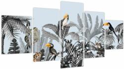 Mivali Tablou - Animale în pădurea tropicală, din cinci bucăți 150x80 cm (V023604V150805PCS)