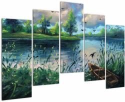 Mivali Tablou- Pictură în ulei, seară de vară lângă lac, din cinci bucăți 125x90 cm (V022760V12590)