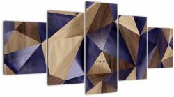 Mivali Tablou - 3D triunghiuri de lemn (cu ceas), din cinci bucăți 150x80 cm cu ceas (V023479V15080C)