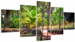 Mivali Tablou - Nava din lemn în canal , Thailand, din cinci bucăți 150x80 cm (V021513V150805PCS)