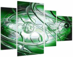 Mivali Tabloul abstract verde (cu ceas), din patru bucăți 110x75 cm cu ceas (V020071V11075C)