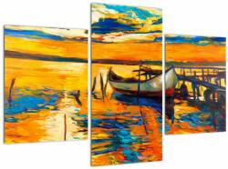 Mivali Tablou - Barca la apus de soare, din trei bucăți 90x60 cm (V023294V90603PCS)