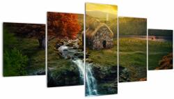 Mivali Tablou cu căbănuță în peisaj de poveste, din cinci bucăți 150x80 cm (V021933V150805PCS)