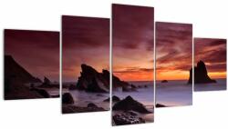 Mivali Tablou cu apus de soare pe mal, din cinci bucăți 150x80 cm (V021297V150805PCS)