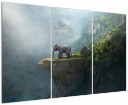 Mivali Tablou - Elefant în vârful Taj Mahalului, din trei bucăți 120x80 cm (V023050V120803PCS)