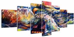 Mivali Tablou - Navă pe valurile oceanului, aquarelă, din șapte bucăți 210x100 cm (V022808V210100)
