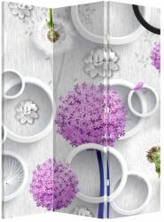 Mivali Paravan - Abstracție 3D - cercuri și flori, din 3 bucăți, 126x170 cm (P020981P135180)