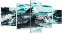 Mivali Tablou - Delfini în ocean, din cinci bucăți 150x80 cm (V021515V150805PCS)