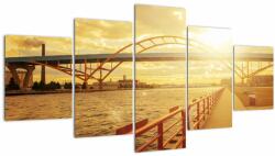 Mivali Tablou cu pod și apus de soare, din cinci bucăți 150x80 cm (V020545V150805PCS)