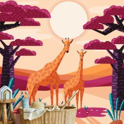 Mivali Fototapet - Girafă, grafic, vlies, 490x340 cm (T101027TQ10)