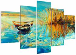 Mivali Tablou - Lacul cu bărci, din cinci bucăți 150x105 cm (V023297V150105)