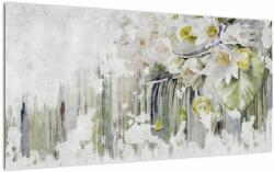 Mivali Tablou pe sticlă - Flori albe, vintage, dintr-o bucată 100x50 cm pe sticlă (V022775V10050GD)