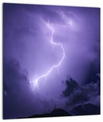 Mivali Tablou pe sticlă - cerul violet cu fulger, dintr-o bucată 30x30 cm pe sticlă (V020062V3030GD)