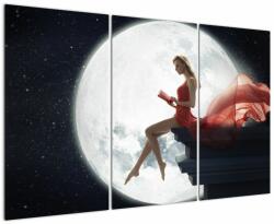 Mivali Tablou - Femeia sub clar de lună, din trei bucăți 120x80 cm (V023457V120803PCS)