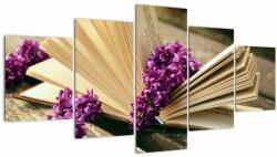 Mivali Tablou cu carte și floare violetă, din cinci bucăți 150x80 cm (V020474V150805PCS)