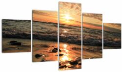 Mivali Tablou - Apus de soare, ocean, din cinci bucăți 125x70 cm (V022554V12570)