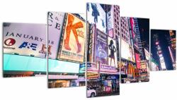 Mivali Tablou - New York Theather District, din cinci bucăți 150x80 cm (V021574V150805PCS)