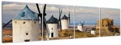 Mivali Tablou - Morile de vânt din Consuegra, Spania, din patru bucăți 160x40 cm (V023470V16040)
