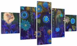 Mivali Tablou - Flori albastru închis, din cinci bucăți 125x70 cm (V023049V12570)