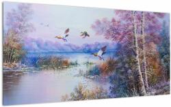 Mivali Tablou pe sticlă - Sosirea toamnei, pictură în ulei, dintr-o bucată 100x50 cm pe sticlă (V023324V10050GD)