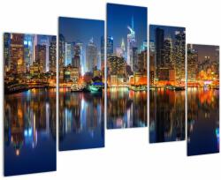 Mivali Tablou cu Manhattan noaptea, din cinci bucăți 125x90 cm (V020823V12590)