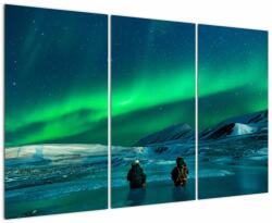 Mivali Tablou cu oameni la Aurora borealis, din trei bucăți 120x80 cm (V021209V120803PCS)