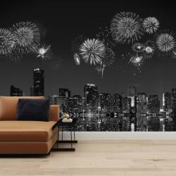 Mivali Fototapet - Focuri de artificii în Miami, alb-negru, vlies, 294x204 cm (T100461TQ6)