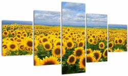 Mivali Tablou cu lan de floarea soarelui, din cinci bucăți 125x70 cm (V020946V12570)