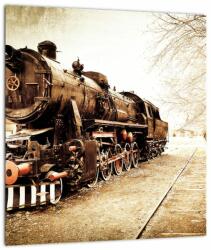 Mivali Tablou pe sticlă - Locomotiva istorică, dintr-o bucată 30x30 cm pe sticlă (V021959V3030GD)