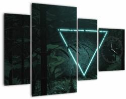 Mivali Tablou - Triunghi de neon în junglă (cu ceas), din patru bucăți 110x75 cm cu ceas (V022892V11075C)