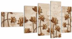 Mivali Tablou cu abstracția florilor - maro, din cinci bucăți 110x60 cm (V021309V11060)
