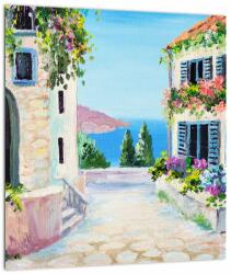 Mivali Tablou - Alee grecească, pictură în ulei, dintr-o bucată 30x30 cm (V023179V3030)