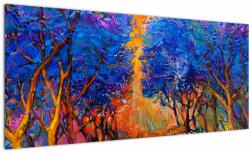 Mivali Tablou - Coroane de copac de toamnă, impresionism modern, dintr-o bucată 100x40 cm (V023407V10040)