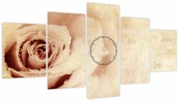 Mivali Tablou - floare de trandafir pentru îndrăgostiți (cu ceas), din cinci bucăți 150x80 cm cu ceas (V021945V15080C)